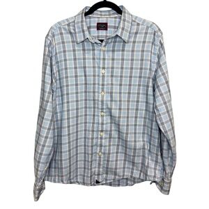 UNTUCKit men's blue plaid long-sleeve relaxed fit button up size large